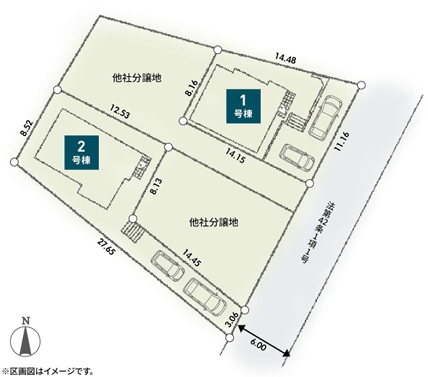 町田市玉川学園2丁目の新築戸建て2号棟の区画図の写真