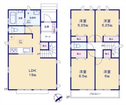 町田市鶴川4丁目の新築戸建てA号棟の間取図の写真