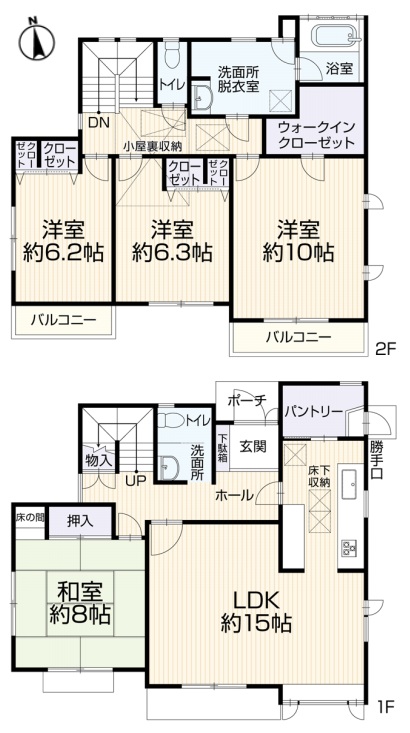 町田市薬師台2丁目の中古戸建ての間取図