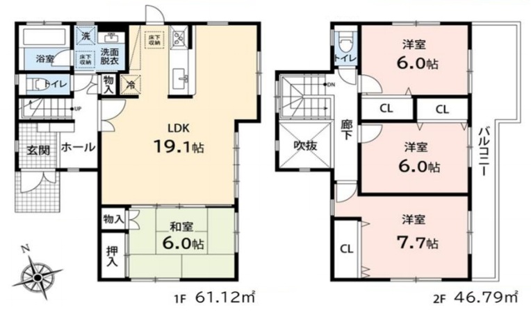 町田市山崎町の中古戸建ての間取図