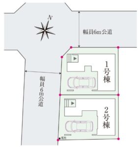 相模原市中央区相生3丁目の新築戸建て1号棟の区画図の写真