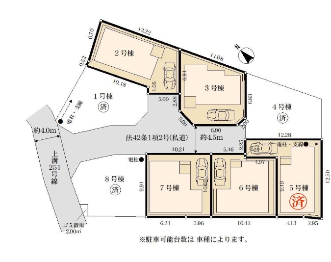 相模原市中央区上溝4丁目の新築戸建て2号棟の区画図の写真