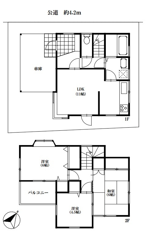 相模原市中央区田名の中古戸建ての間取図
