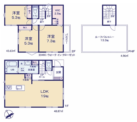 相模原市中央区中央3丁目の新築戸建て3号棟の間取図の写真