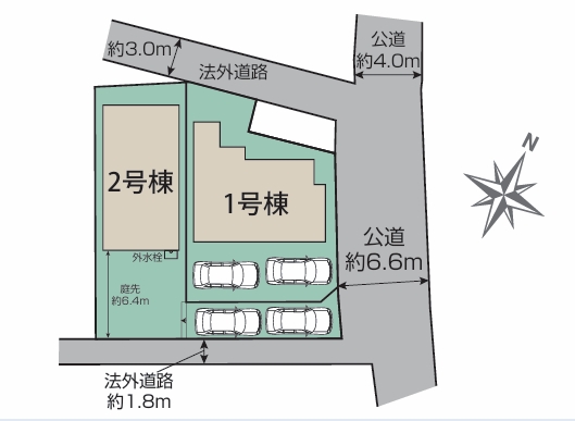 相模原市中央区淵野辺本町1丁目の新築戸建て1号棟の区画図の写真