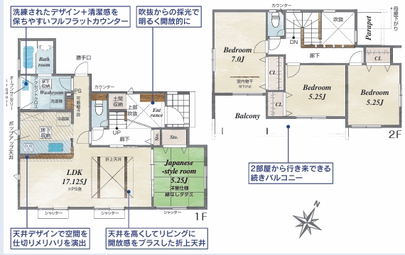 相模原市中央区淵野辺本町1丁目の新築戸建て1号棟の間取図の写真