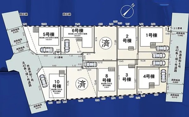 相模原市中央区共和3丁目の新築戸建て6号棟の区画図の写真