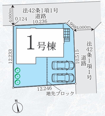相模原市中央区宮下本町2丁目の新築戸建ての区画図の写真