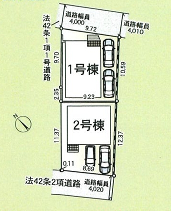 相模原市中央区田名の新築戸建て2号棟の区画図の写真