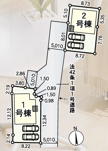 相模原市中央区田名の新築戸建て2号棟の区画図の写真