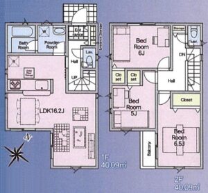 相模原市中央区横山4丁目の新築戸建て1号棟の間取図の写真