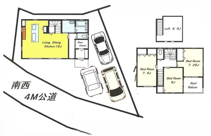 相模原市中央区陽光台4丁目の新築戸建ての間取図の写真