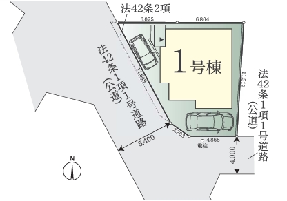 相模原市緑区二本松1丁目の新築戸建ての区画図の写真