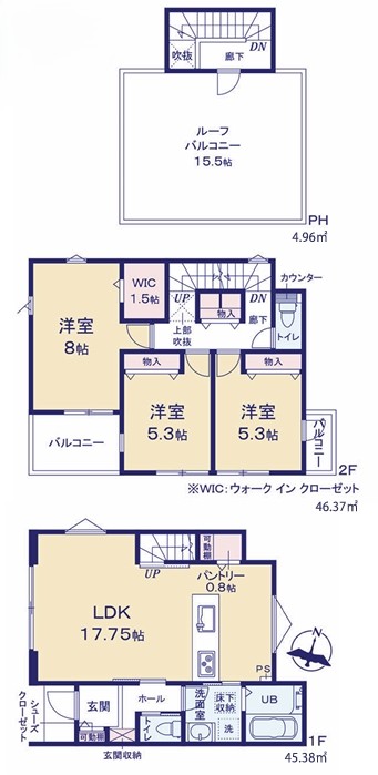 相模原市緑区大島の新築戸建て3号棟の間取図の写真
