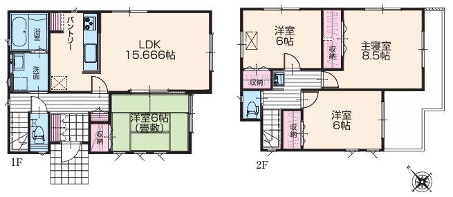相模原市緑区城山1丁目の新築戸建て1号棟の間取図の写真