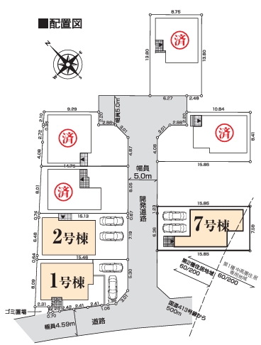 相模原市緑区城山1丁目の新築戸建て2号棟の区画図の写真