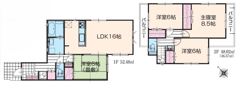 相模原市緑区城山1丁目の新築戸建て7号棟の間取図の写真