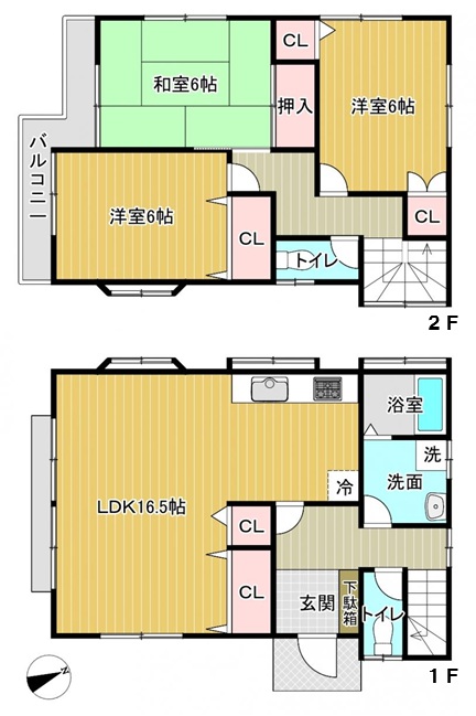 相模原市南区東大沼1丁目の中古戸建ての間取図