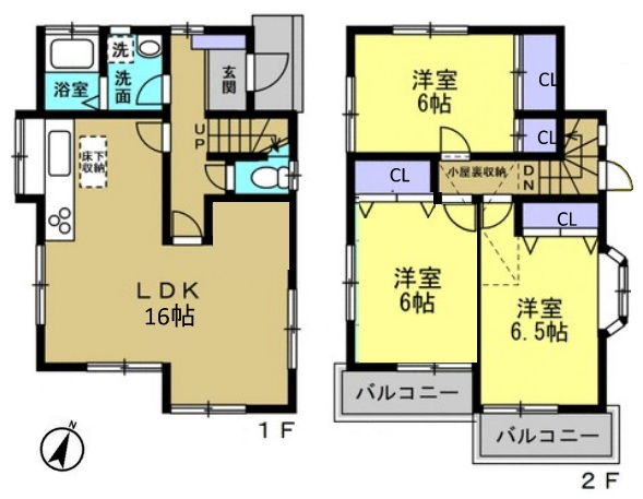 相模原市南区御園4丁目の中古戸建ての間取図