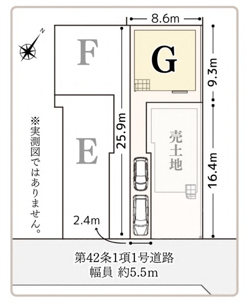 相模原市南区相模台7丁目の新築戸建てG号棟の区画図の写真