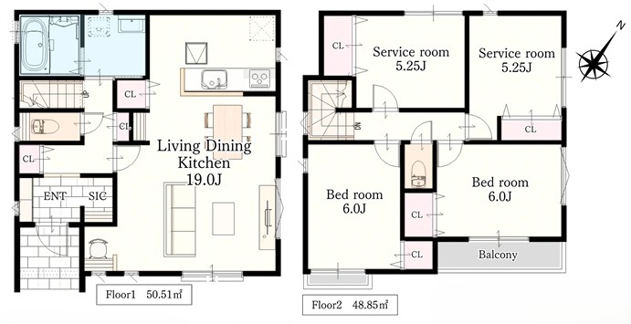 相模原市南区相模台7丁目の新築戸建てG号棟の間取図の写真