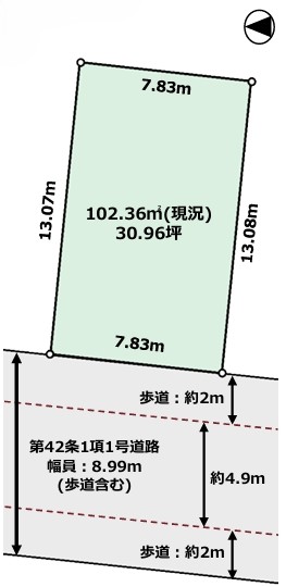 相模原市南区下溝の土地の区画図の写真