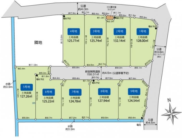 相模原市南区新戸の土地2区画の区画図の写真