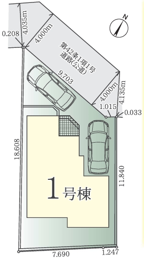 相模原市南区相南2丁目の新築戸建ての区画図の写真