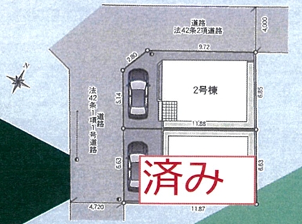 相模原市南区相南3の新築戸建て2号棟の区画図の写真