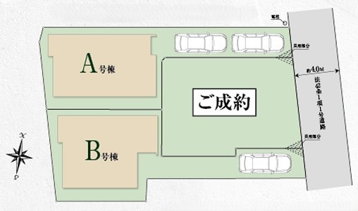 八王子市狭間町の新築戸建てB号棟の区画図