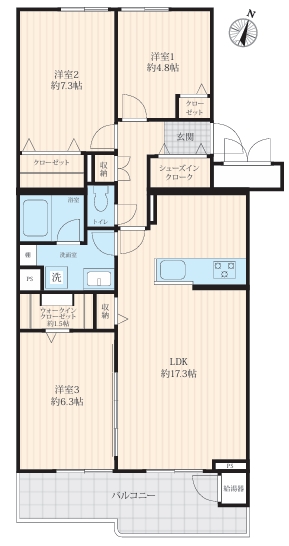 八王子市鹿島の中古マンションの間取図の写真