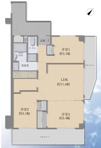 八王子市絹ケ丘1丁目の中古マンションの間取図の写真