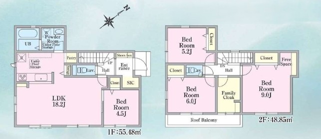 八王子市西寺方町の新築戸建ての間取図
