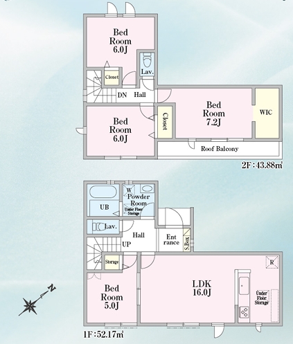 八王子市西寺方町の新築戸建ての間取図