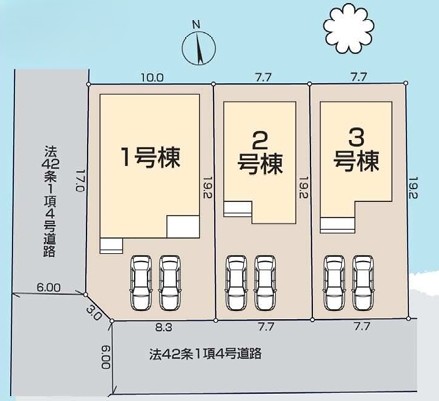 八王子市大谷町の新築戸建て1号棟の区画図