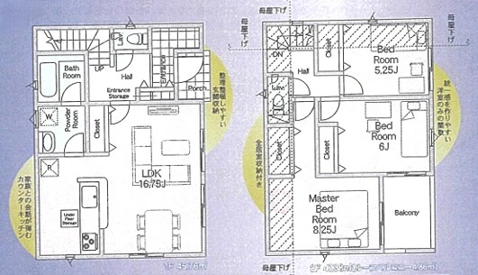 八王子市諏訪町の新築戸建て1号棟の間取図
