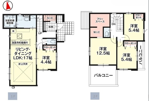 八王子市打越町の新築戸建ての間取図