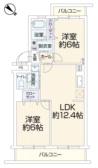 相模原市中央区上溝2丁目の中古マンション1階部分の間取図