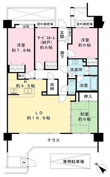 相模原市中央区共和2丁目の中古マンション1階部分の間取図