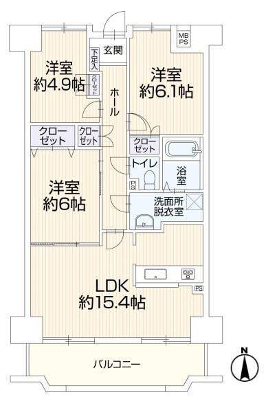 相模原市中央区南橋本1丁目の中古マンション11階部分の間取図