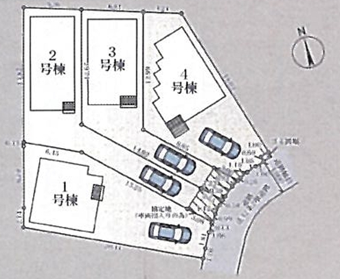 相模原市中央区上溝の新築戸建て4号棟の区画図の写真