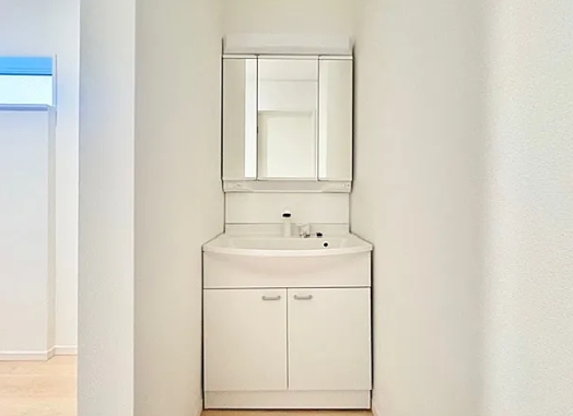 相模原市中央区田名の新築戸建て1号棟の洗面化粧台の写真