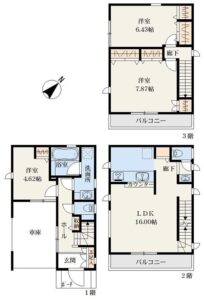 相模原市南区南台4丁目の新築戸建て2号棟の間取図の写真