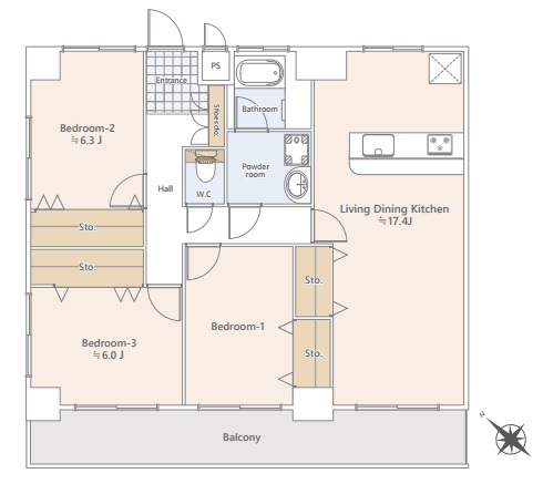 相模原市南区相模大野6丁目の中古マンション1階部分の間取図面