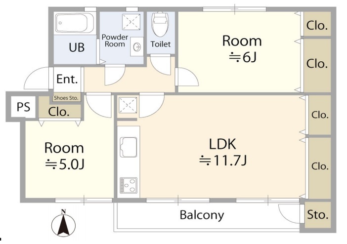 相模原市南区鵜野森2丁目の中古マンション3階部分の間取図