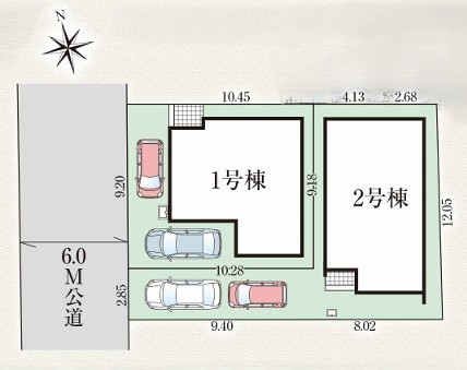 相模原市中央区星が丘2丁目の新築戸建て1号棟の区画図の写真
