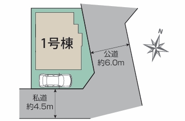 相模原市中央区上溝の新築戸建ての区画図の写真