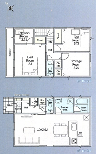 相模原市中央区上溝の新築戸建て1号棟の間取図の写真
