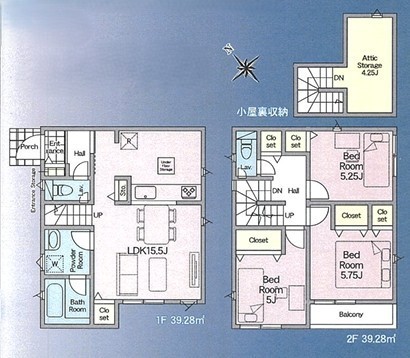 相模原市中央区上溝の新築戸建て3号棟の間取図の写真
