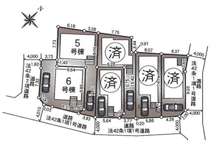 相模原市中央区上溝の新築戸建て6号棟の区画図の写真